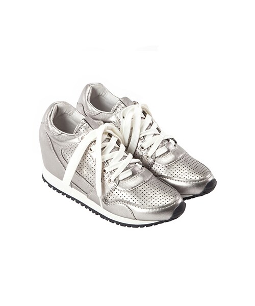 gracegift（グレースギフト）の「時髦異材質拼接內增高休閒鞋（シューズ・レディース・銀灰/黑(他料)/黑・35/36/37/38/39/40/41）」の4枚目の写真