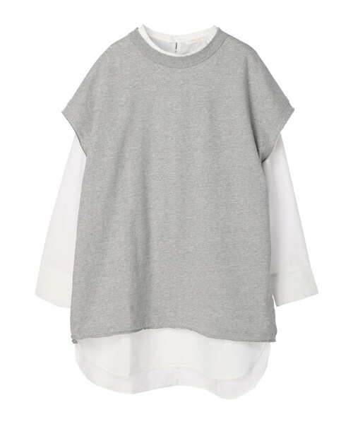 Green　Parks（グリーンパークス）の「SET2点 ミニ裏毛+シャツチュニック（トップス・杢グレー/ブラック/ベージュ・F）」の14枚目の写真