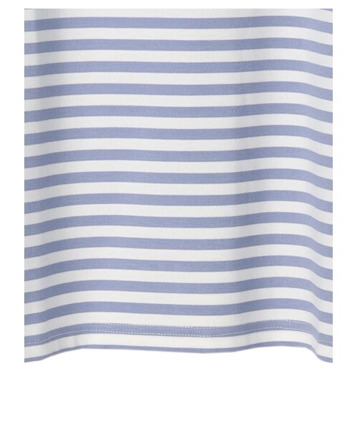 Green　Parks（グリーンパークス）の「ポンチボーダー袖ボリュームプルオーバー（トップス・イエロー/サックスブルー/ネイビー・F）」の6枚目の写真