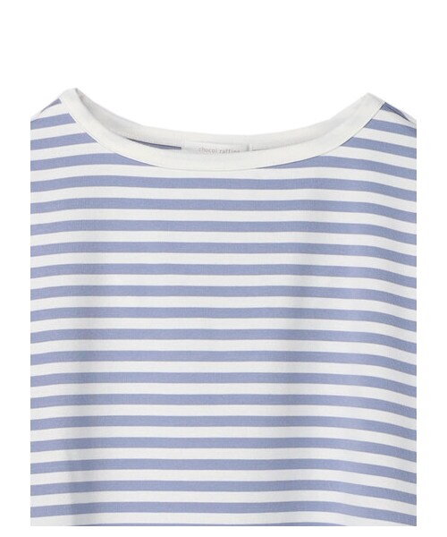 Green　Parks（グリーンパークス）の「ポンチボーダー袖ボリュームプルオーバー（トップス・イエロー/サックスブルー/ネイビー・F）」の4枚目の写真