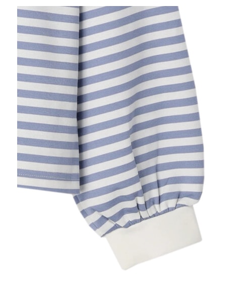 Green　Parks（グリーンパークス）の「ポンチボーダー袖ボリュームプルオーバー（トップス・イエロー/サックスブルー/ネイビー・F）」の5枚目の写真