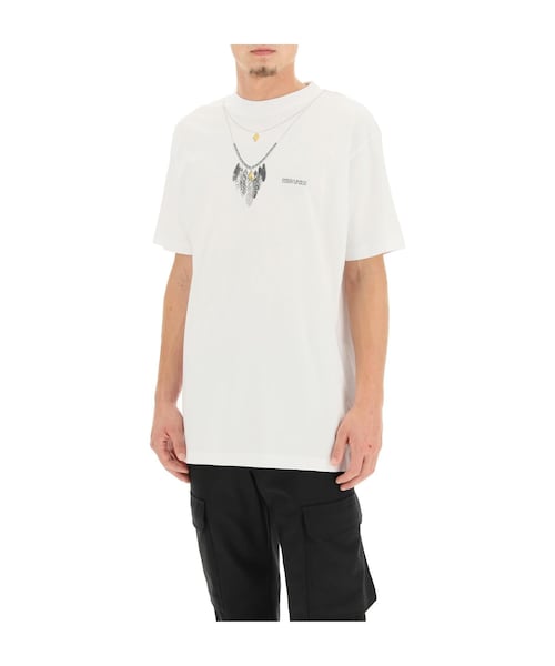 MARCELO BURLON（マルセロ・バーロン）の「21FW 마르셀로불론 깃털 목걸이 반팔 티셔츠 CMAA018F21JER0070109（その他・기타・S/M/L/XL）」の4枚目の写真