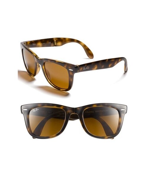 Ray-Ban(レイバン)の「Ray-Ban 'Folding Wayfarer' 50mm Sunglasses(サングラス・レディース・Black/Brown Flash)」の1枚目の写真