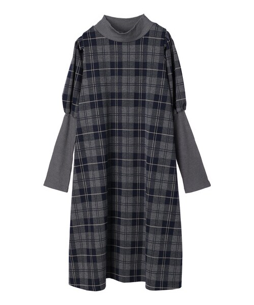 Green　Parks（グリーンパークス）の「・SUGAR SPOON リブキリカエチェックワンピース（ワンピース/ドレス・アイボリー/ピンク/ネイビー・F）」の12枚目の写真