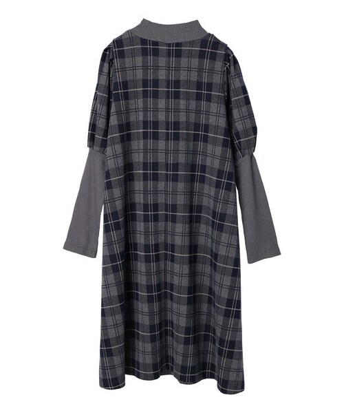 Green　Parks（グリーンパークス）の「・SUGAR SPOON リブキリカエチェックワンピース（ワンピース/ドレス・アイボリー/ピンク/ネイビー・F）」の3枚目の写真