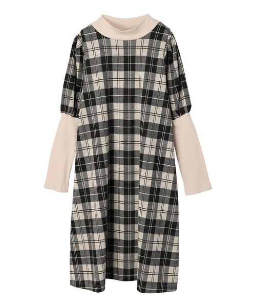 Green　Parks（グリーンパークス）の「・SUGAR SPOON リブキリカエチェックワンピース（ワンピース/ドレス・アイボリー/ピンク/ネイビー・F）」の10枚目の写真