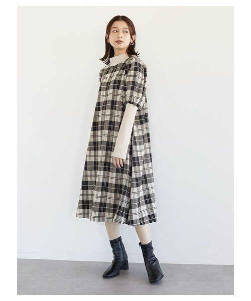 Green　Parks（グリーンパークス）の「・SUGAR SPOON リブキリカエチェックワンピース（ワンピース/ドレス・アイボリー/ピンク/ネイビー・F）」の13枚目の写真