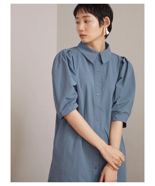 Green　Parks（グリーンパークス）の「【予約】armonia.衿付き前ボタンワンピース（ワンピース/ドレス・オフホワイト/サックスブルー/ブルー・F）」の5枚目の写真