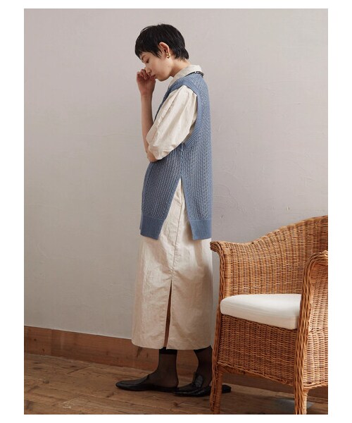 Green　Parks（グリーンパークス）の「【予約】armonia.衿付き前ボタンワンピース（ワンピース/ドレス・オフホワイト/サックスブルー/ブルー・F）」の12枚目の写真