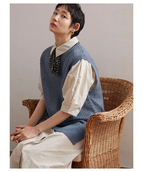 Green　Parks（グリーンパークス）の「【予約】armonia.衿付き前ボタンワンピース（ワンピース/ドレス・オフホワイト/サックスブルー/ブルー・F）」の15枚目の写真