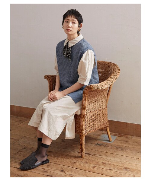 Green　Parks（グリーンパークス）の「【予約】armonia.衿付き前ボタンワンピース（ワンピース/ドレス・オフホワイト/サックスブルー/ブルー・F）」の13枚目の写真