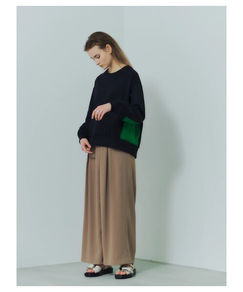 YECCA VECCA(イェッカヴェッカ)の「タックデザインワイドパンツ(パンツ・ブラック/ベージュ/グレーベージュ/パープル・F)」の16枚目の写真