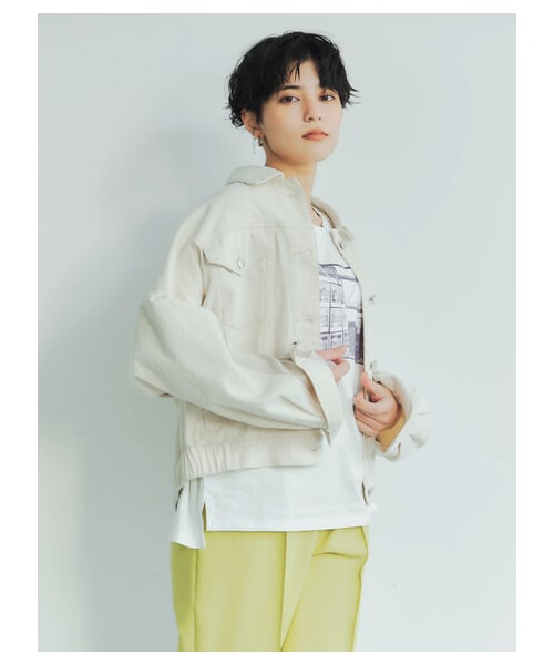 YECCA VECCA（イェッカヴェッカ）の「袖切替Gジャン2（ジャケット/アウター・アイボリー・F）」の3枚目の写真