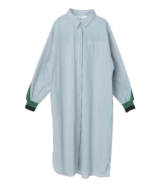 ズッカ ミックスストライプシャツワンピース ZUCCa / S ミックスストライプ / シャツワンピース(M light blue