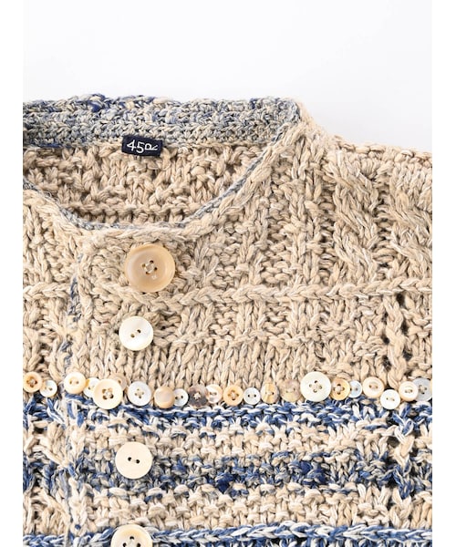 45R ハッピーブルー ハンドニットのボレロ カーディガン 極美品 井上保