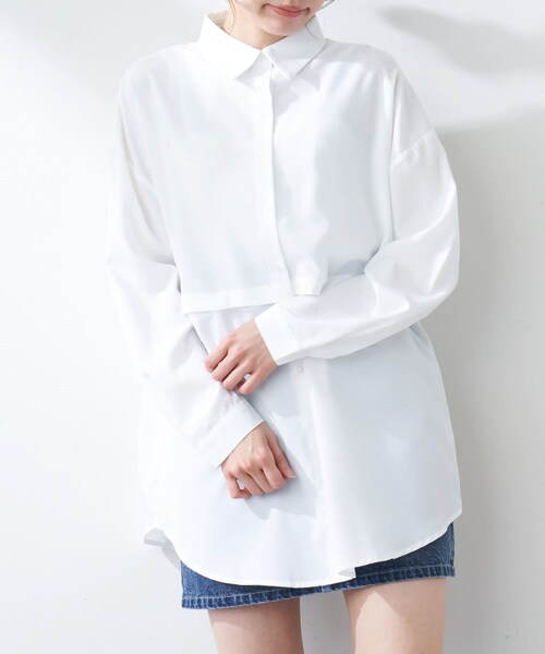 OLIVE des OLIVE（オリーブデオリーブ）の「２ウェイゆるシャツ（シャツ/ブラウス・レディース・ホワイト/オフホワイト/ピンク/グリーン・FREE）」の2枚目の写真