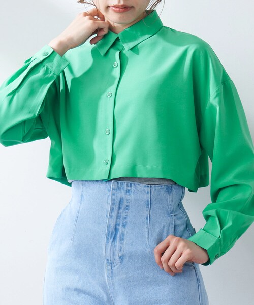 OLIVE des OLIVE（オリーブデオリーブ）の「２ウェイゆるシャツ（シャツ/ブラウス・レディース・ホワイト/オフホワイト/ピンク/グリーン・FREE）」の3枚目の写真