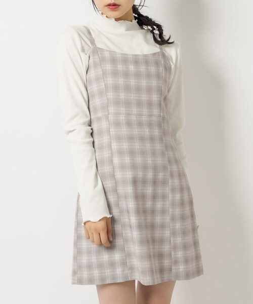 OLIVE des OLIVE（オリーブデオリーブ）の「タートル付ミニキャミワンピ（ワンピース・レディース・ブラック/インディゴブルー/ライトグレー/ミント・FREE）」の2枚目の写真