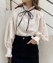 one after another NICE CLAUP | スタンド襟ボウタイチュニック(シャツ/ブラウス)