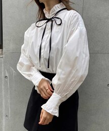 one after another NICE CLAUP | スタンド襟ボウタイチュニック(シャツ/ブラウス)