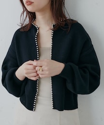 natural couture | 上品なパール使いが目を惹くパールトリムクルーネックカーディガン(カーディガン/ボレロ)