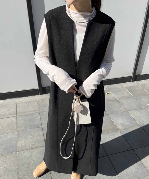 CAPRICIEUX LE'MAGE（カプリシューレマージュ）の「ストレッチメルトンワンピース（ワンピース・レディース・エクリュ/ブラック/ベージュ・F）」の2枚目の写真