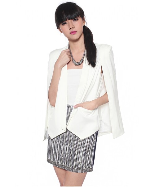 Love,Bonito（ラブボニート）の「COVET Eve Cape Blazer（その他・レディース・Black/White・L/M/S/XL/XS）」の2枚目の写真
