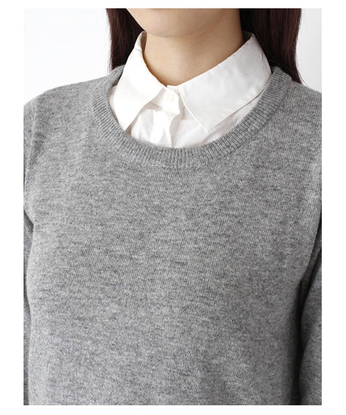 E hyphen world gallery（イーハイフンワールドギャラリー）の「シャツドッキングニットプルオーバー（ニット・セーター・レディース・杢グレー/杢ダークグレー/ブラック/グリーン/ネイビー・F）」の9枚目の写真