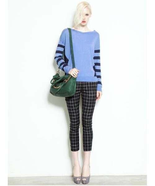 BORNY(ボルニー)の「格子チェックパンツ(パンツ・レディース・ブラック/カフェオレ・S/M)」の7枚目の写真