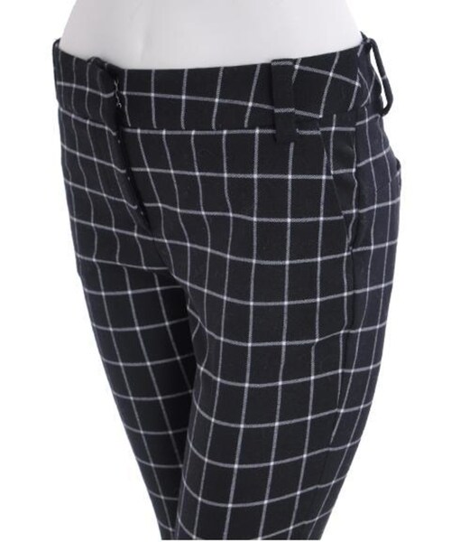 BORNY(ボルニー)の「格子チェックパンツ(パンツ・レディース・ブラック/カフェオレ・S/M)」の13枚目の写真