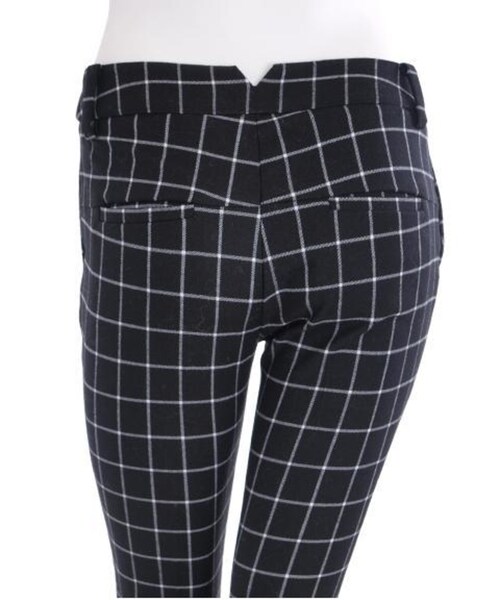 BORNY(ボルニー)の「格子チェックパンツ(パンツ・レディース・ブラック/カフェオレ・S/M)」の12枚目の写真