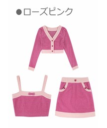 Bobon21 | バイカラーアンサンブル×スカート3点SET-全２色-(ワンピース)