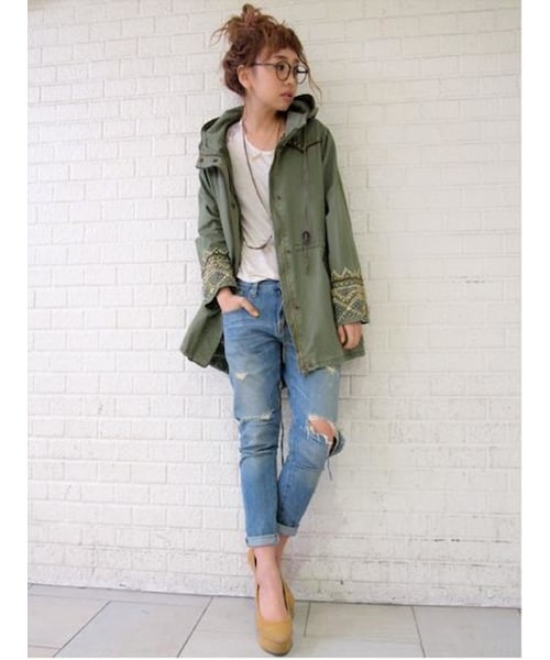 Ungrid（アングリッド）の「スタッズモッズコート（ジャケット/アウター・レディース・カーキ・S/M）」の2枚目の写真