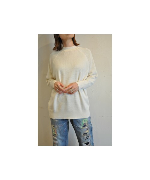 --（--）の「ワッフルプルオーバー（ニット/セーター・レディース・ピンク/イエロー/グリーン/ホワイト・one）」の2枚目の写真