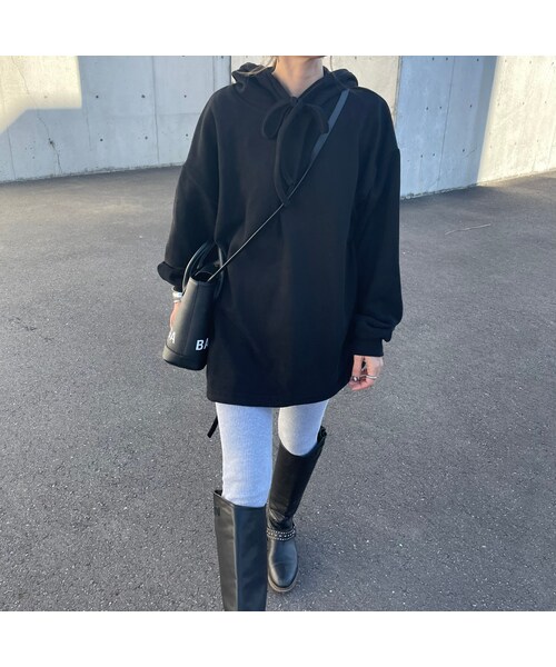 copine(コピン)の「裏起毛ビックシルエットパーカー(パーカー・レディース・ブラック・ワンサイズ)」の1枚目の写真