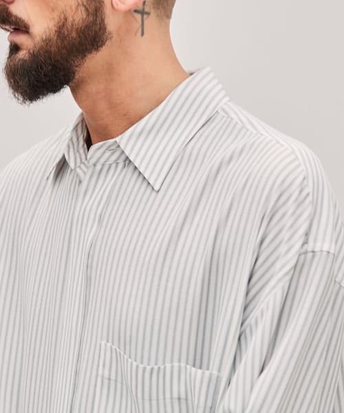 LIDNM（リドム）の「VISCOSE STRIPE SHIRT（シャツ/ブラウス・メンズ・ホワイト・M/L）」の7枚目の写真
