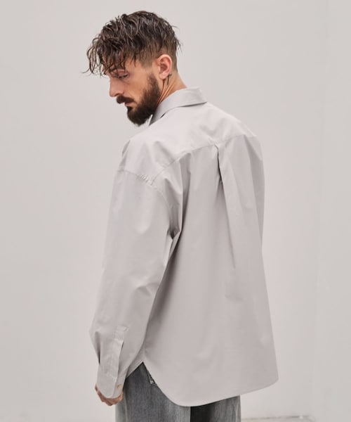 LIDNM（リドム）の「SUPIMA BACK SATIN SHIRT（シャツ/ブラウス・メンズ・グレー/ホワイト・M/L）」の7枚目の写真