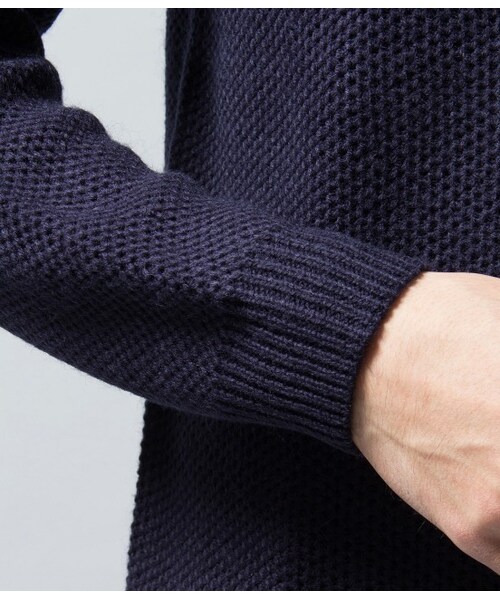 JUNRED（ジュンレッド）の「ガゼットワッフルクルーネックニット（トップス・メンズ・グレー/ホワイト/ネイビー・0/1/2）」の9枚目の写真