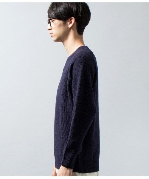 JUNRED（ジュンレッド）の「ガゼットワッフルクルーネックニット（トップス・メンズ・グレー/ホワイト/ネイビー・0/1/2）」の5枚目の写真