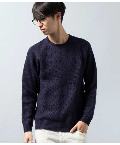 JUNRED（ジュンレッド）の「ガゼットワッフルクルーネックニット（トップス・メンズ・グレー/ホワイト/ネイビー・0/1/2）」の4枚目の写真