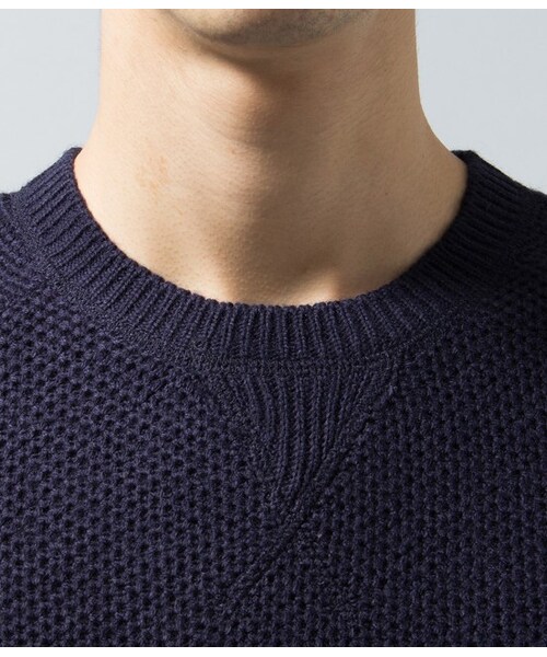 JUNRED（ジュンレッド）の「ガゼットワッフルクルーネックニット（トップス・メンズ・グレー/ホワイト/ネイビー・0/1/2）」の7枚目の写真