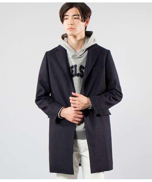 JUNRED（ジュンレッド）の「【先行予約】メルトンチェスターコート（ジャケット/アウター・メンズ・グレー/キャメル/ネイビー・0/1/2/3）」の3枚目の写真