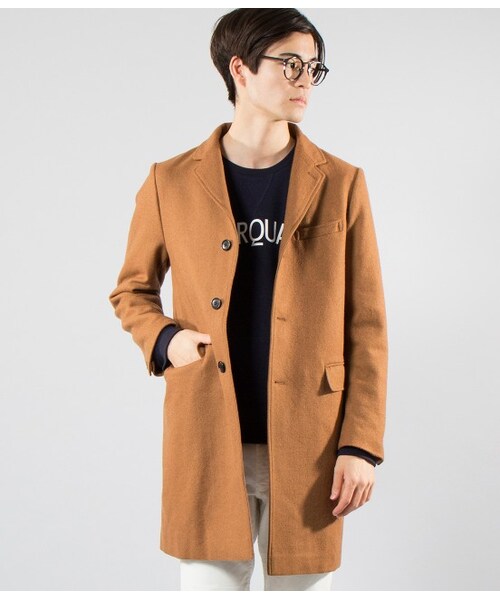 JUNRED（ジュンレッド）の「【先行予約】メルトンチェスターコート（ジャケット/アウター・メンズ・グレー/キャメル/ネイビー・0/1/2/3）」の2枚目の写真