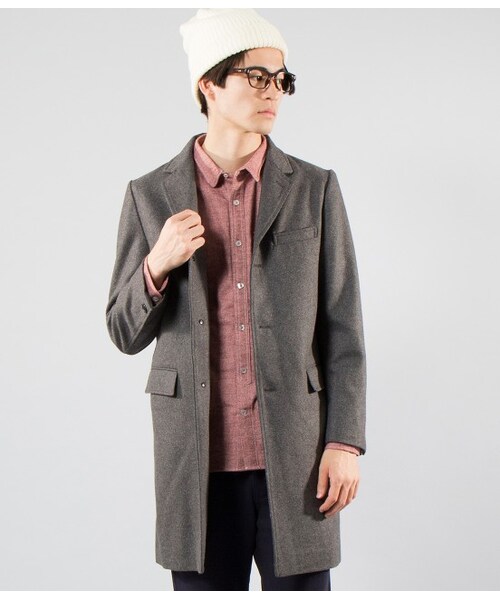 JUNRED（ジュンレッド）の「【先行予約】メルトンチェスターコート（ジャケット/アウター・メンズ・グレー/キャメル/ネイビー・0/1/2/3）」の4枚目の写真