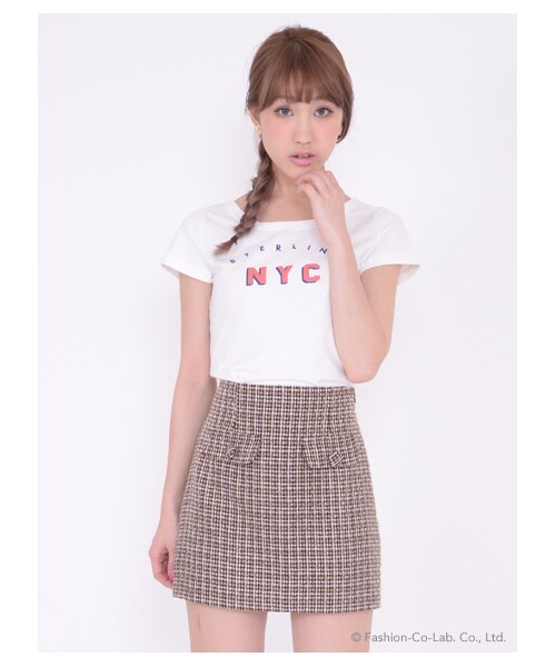 TITTY&CO.（ティティーアンドコー）の「ツイードミニスカート（スカート・レディース・ブラック/ブラウン/ブルー・S/M）」の2枚目の写真