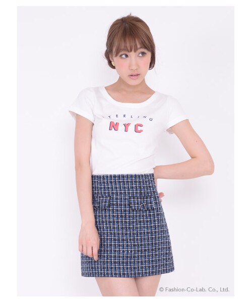 TITTY&CO.（ティティーアンドコー）の「ツイードミニスカート（スカート・レディース・ブラック/ブラウン/ブルー・S/M）」の3枚目の写真