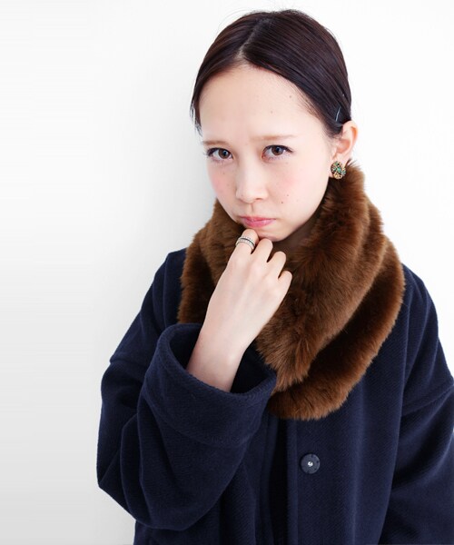 KBF(ケイビーエフ)の「皮草披肩繭型大衣(ジャケット/アウター・レディース・灰駝雙色/藏青棕雙色/炭黑膚雙色・one)」の19枚目の写真