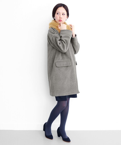 KBF(ケイビーエフ)の「皮草披肩繭型大衣(ジャケット/アウター・レディース・灰駝雙色/藏青棕雙色/炭黑膚雙色・one)」の4枚目の写真