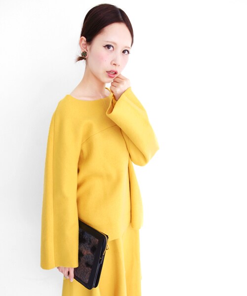 KBF(ケイビーエフ)の「超寬鬆套衫(トップス・レディース・黃色/藏青色/淺灰色・one)」の7枚目の写真