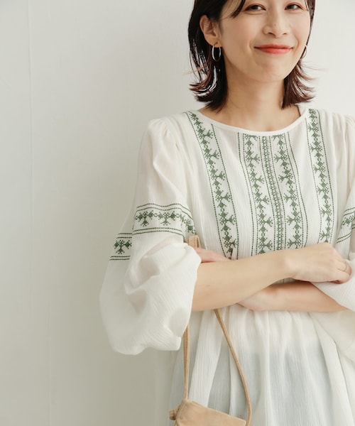 クロスステッチ刺繍楊柳ブラウス